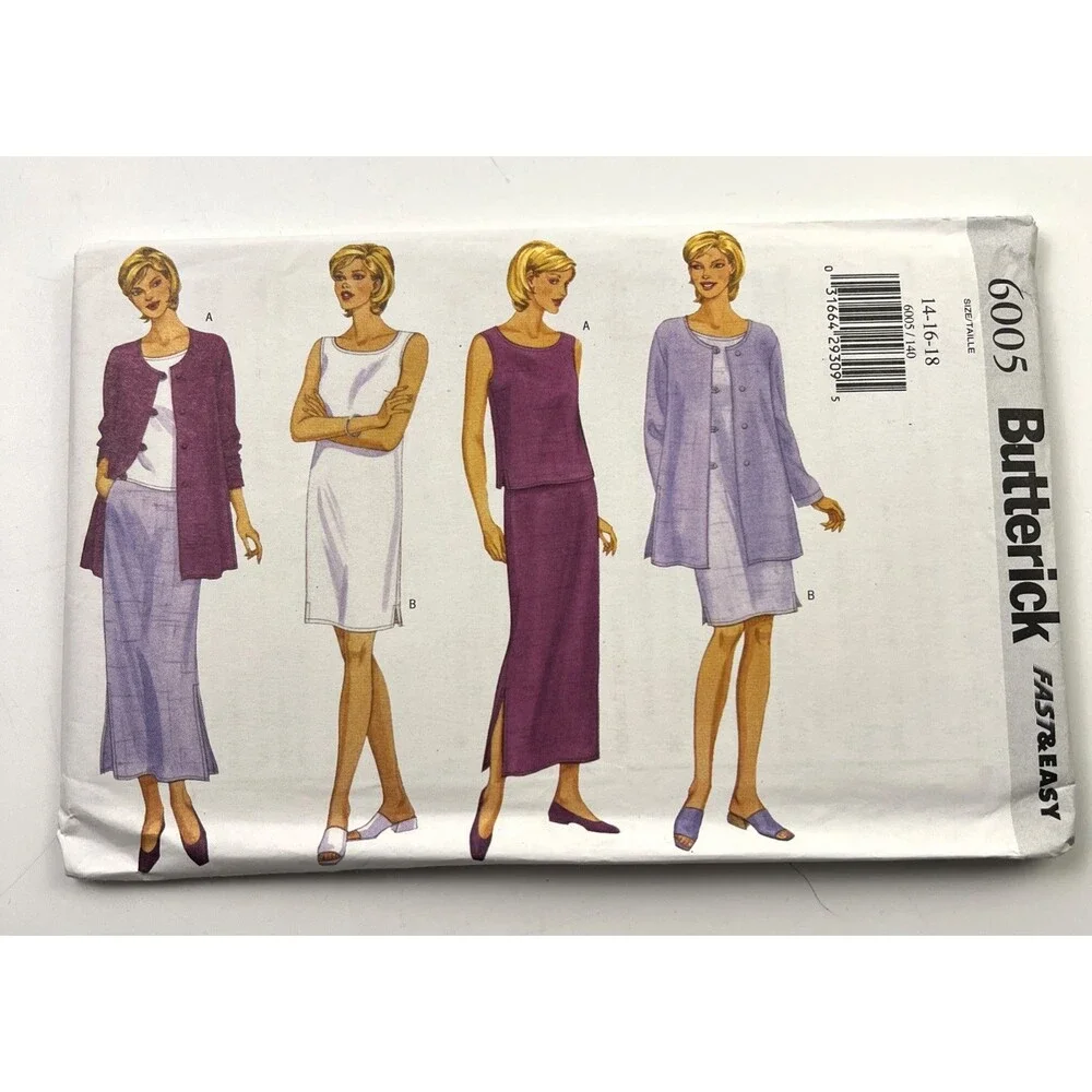 Lot of 5 Vintage Women's Career/Outfit Sewing Patterns By Butterick's 90's